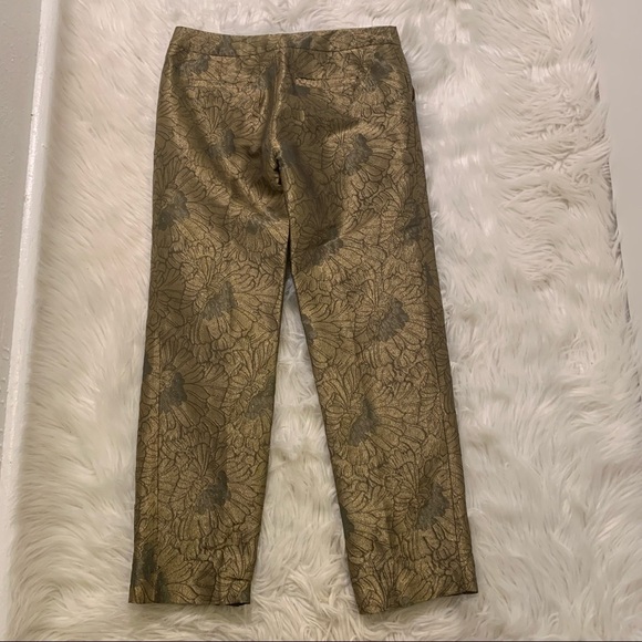 Elevenses Anthropologie Gilded Jacquard Crop Pants Gold - Picture 8 of 9